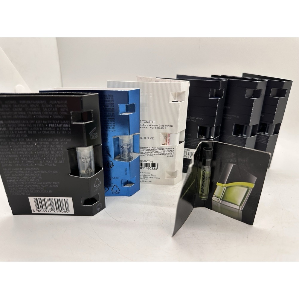 Dior Sauvage Sample Lot Homme Sport Ralphs Club Azzaro Chrome Vials - Picture 2 of 2